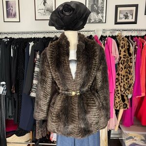 Vintage Lilli Ann San Francisco / Vintage Simulated Fur/ Leather Trim